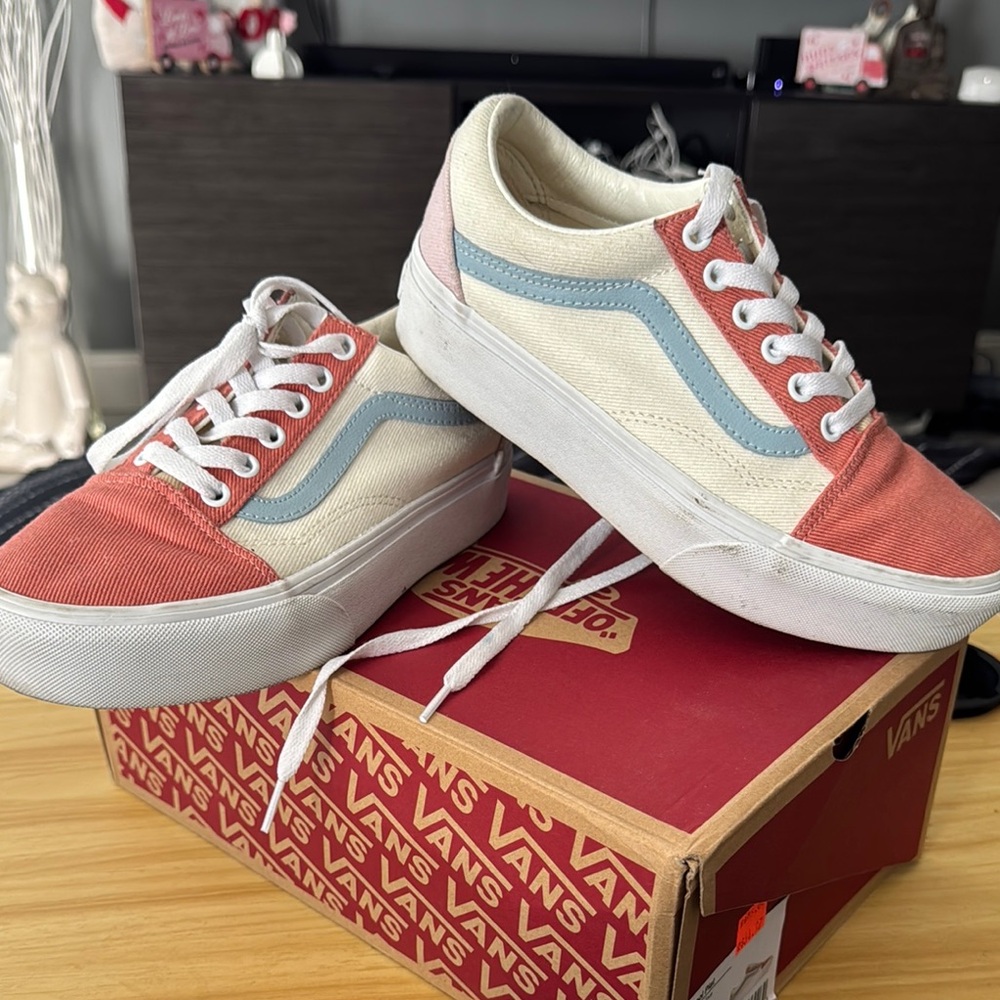 Vans Red and Blue Canvas Sneakers